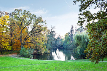 Zagreb, Croatia, Lake in Maksimir park 
