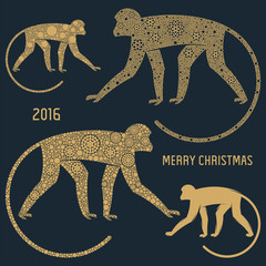 Christmas emblem monkey