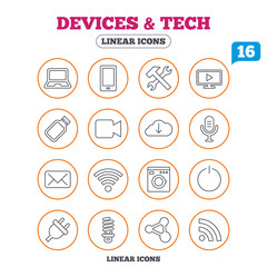 Devices and technologies icons. Usb, wi-fi.