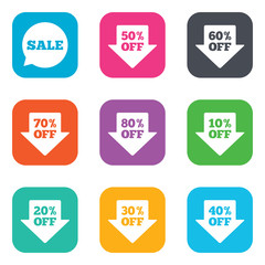Sale discounts icons. Special offer signs.