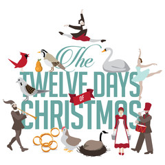Fototapeta na wymiar All Twelve days of Christmas EPS 10 vector illustration