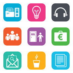 Office, documents and business icons.