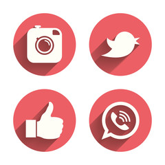 Hipster photo camera. Like, Chat speech bubble.