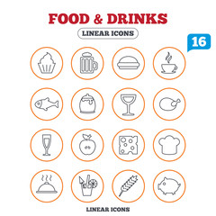 Food and Drinks icon. Beer, coffee and cocktail.