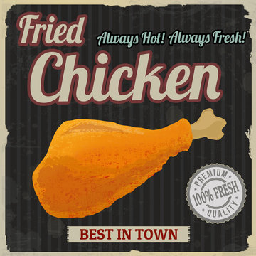 Fried Chicken Retro Poster