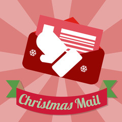 Christmas Mail Illustration over texture background