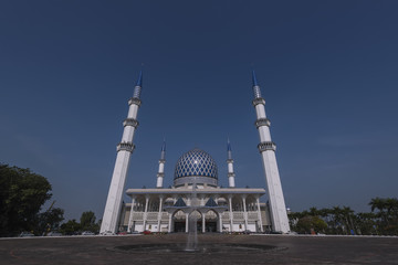 View of Sultan Salahuddin Abdul Aziz Shah mosque during morning. It is located in Shah Alam and is Malaysia's largest mosque.