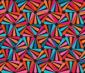 Vector Seamless Pink Blue Orange Rounded Triangle Lines Color Pattern