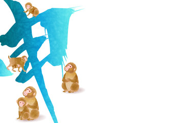 Obraz premium 申 かわいい 年賀状 背景