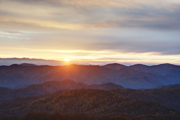 Fototapeta na wymiar Sunrise in North Carolina in the Fall.