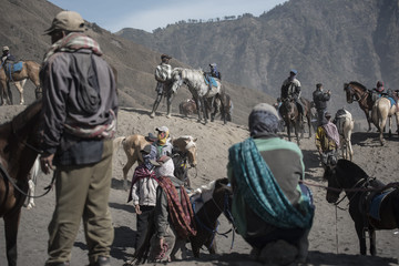 Horse riding service around Bromo Tengger Semeru National Park, East Java, Indonesia.