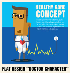Medical doctor character flat design icon illustration vector fo