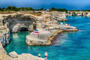 Fototapete Küste Stacks on the coast of Salento in Italy