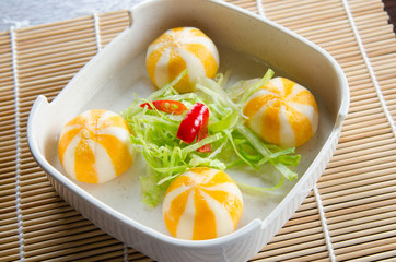 Asian cuisine, pumpkin and fish meat ball