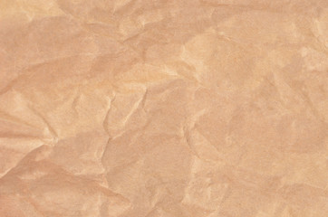 Wrinkled packaging paper background, close up, DOF