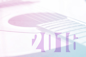 2016 on pastel music background