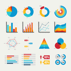 Graph elements of business with flat design - obrazy, fototapety, plakaty