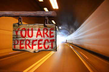 You are perfect motivational phrase sign