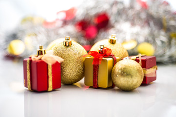 christmas ball and christmas gift background