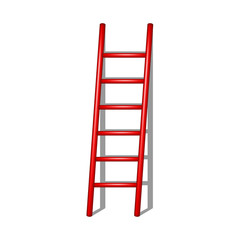 Wooden ladder in red design with shadow