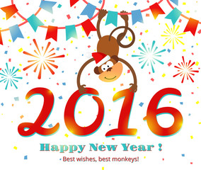 Fototapeta premium New Year 2016 monkey vector card
