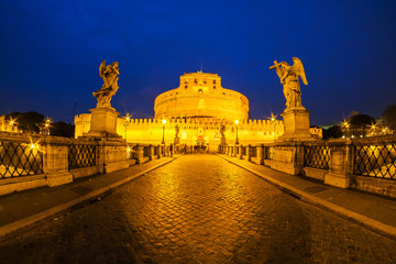 Obraz premium View of the Mausoleum of Hadrian, Saint Angelo castle