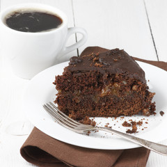 Chocolate cake and coffee