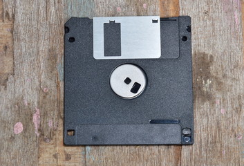 diskette on wooden board