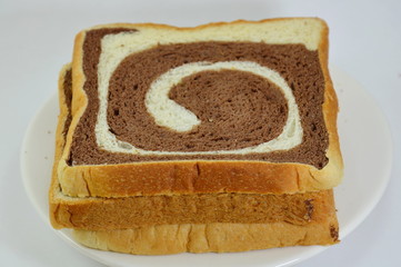 butter chocolate swirl bread on dish