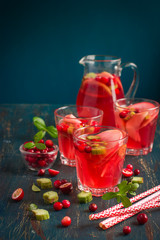 Apple, cranberry and rhubarb drink,