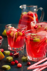Fototapeta na wymiar Apple, cranberry and rhubarb drink,