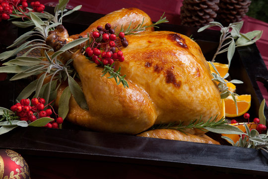 Christmas Turkey Prepared For Dinner