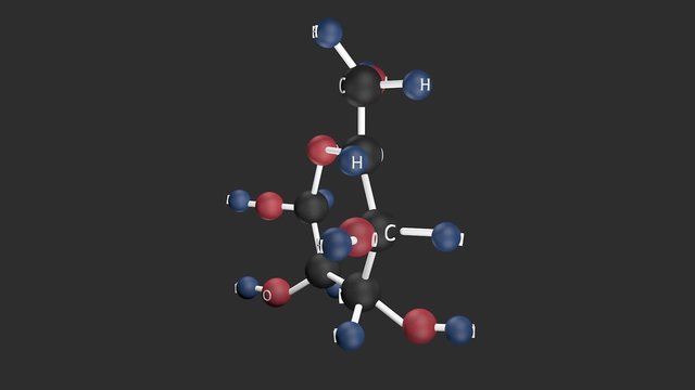 Glucose molecular structure.Molecular structure of glucose, sugar. 3D animation.