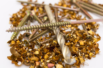 Metal shavings and screws