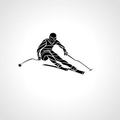 Giant Slalom Ski Racer silhouette. Vector illustration