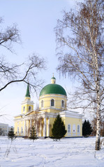 Fototapeta na wymiar Winter view of Nikolsky Cossack army Cathedral, Omsk, Russia