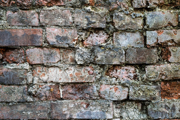 Old and broken brick wall. Grunge texture background.