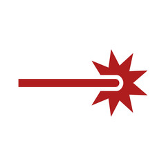 Red laser beam ray icon for apps and websites