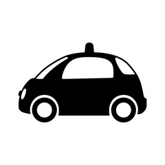 Autonomous self-driving driverless vehicle side view flat icon