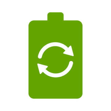 Renewable green energy battery flat icon for websites