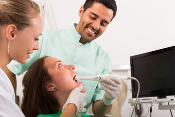 Fototapeta premium Patient is examined at dental clinic