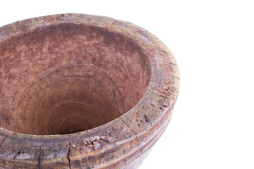 Fototapeta premium wooden mortar isolated on white background