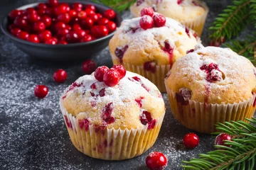 Stoff pro Meter Cranberry muffins with powdered sugar © anna_shepulova
