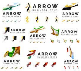 Set of company logotype branding designs, arrow direction concept icons