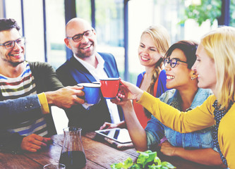 Group of People Cheers Coffee Break Concept