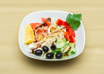 Vegetable salad (focus is in the middle of the dish)