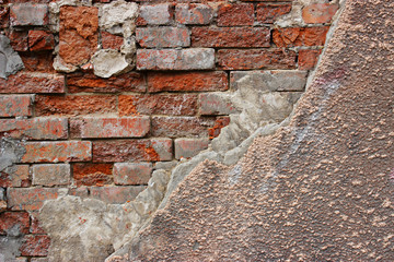 A red old brick masonry.