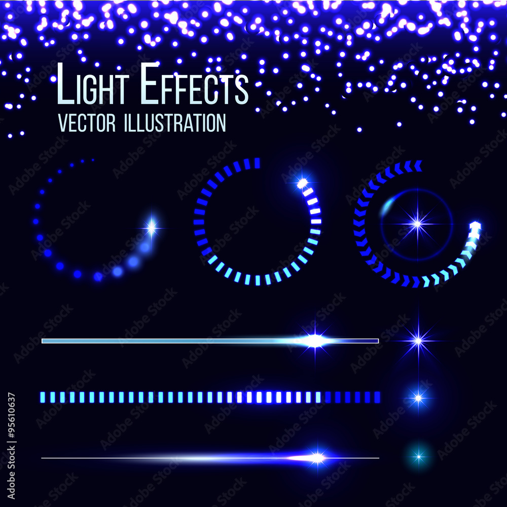Poster glowing preloaders and progress bars vector set