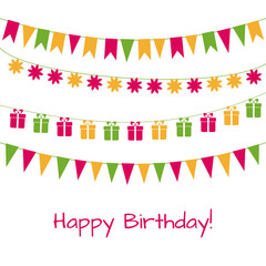 Birthday greeting card with garlands