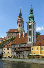Fototapeta na wymiar view with two tower, Cesky Krumlov
